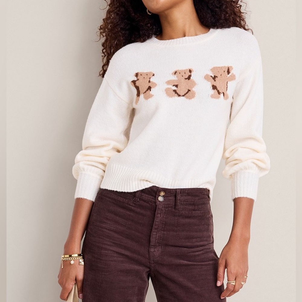 francesca's Women's White and Cream Jumper